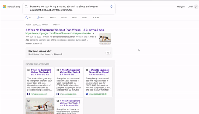 The new Bing: Wechsel zwischen klassischer Suche und Chatbot