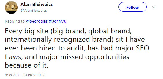 Die meisten großen Seiten haben SEO-Fehler