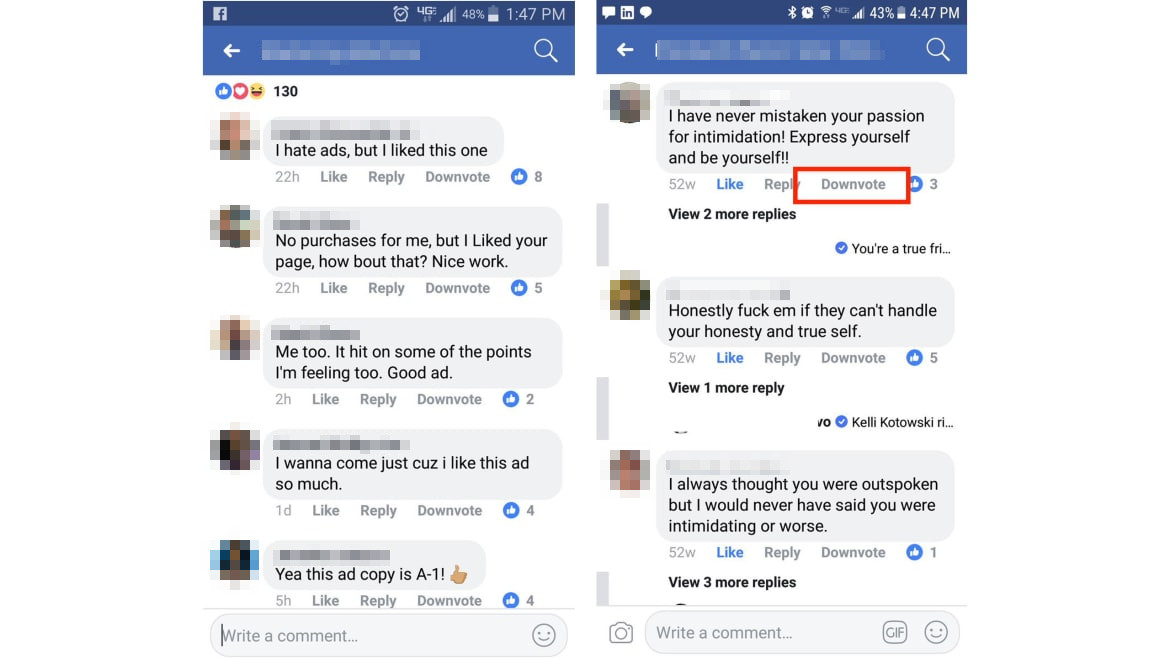 Facebook: Downvote für Kommentare