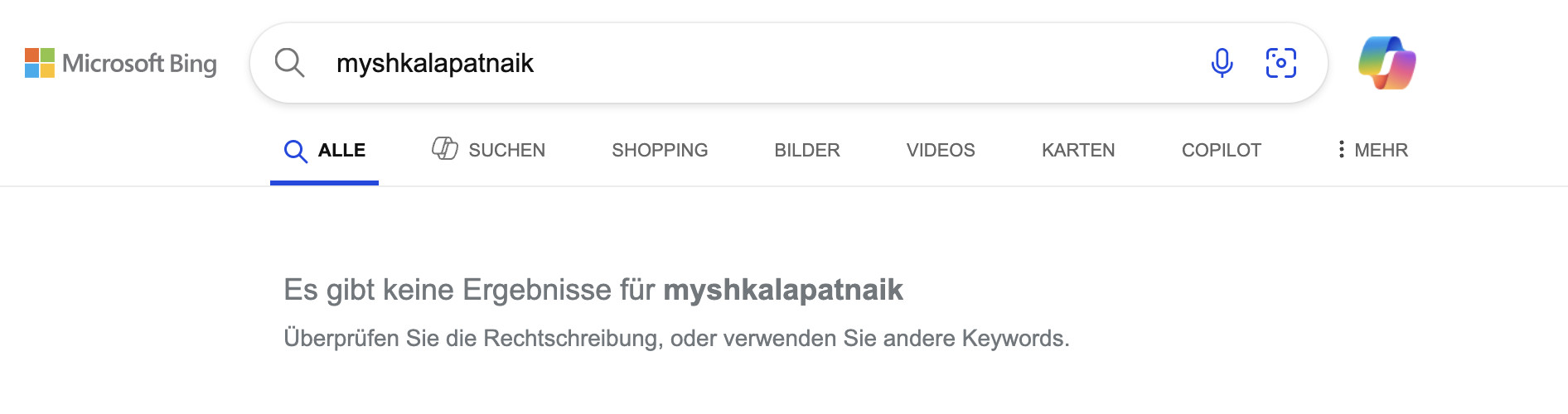 Fantasiewort: Bing findet dazu nichts