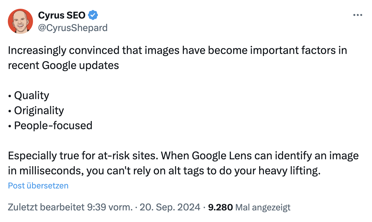 Google: gestiegene Bedeutung von Bildern - Cyrus Shepard auf Twitter