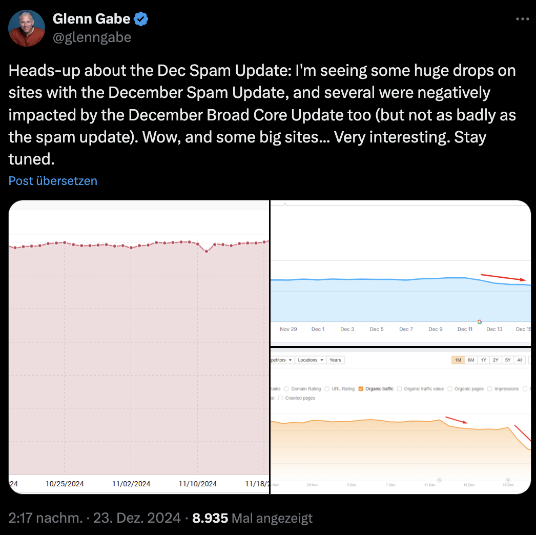 Glenn Gabe: Google Spam Update vom Dezember zeigt Wirkung