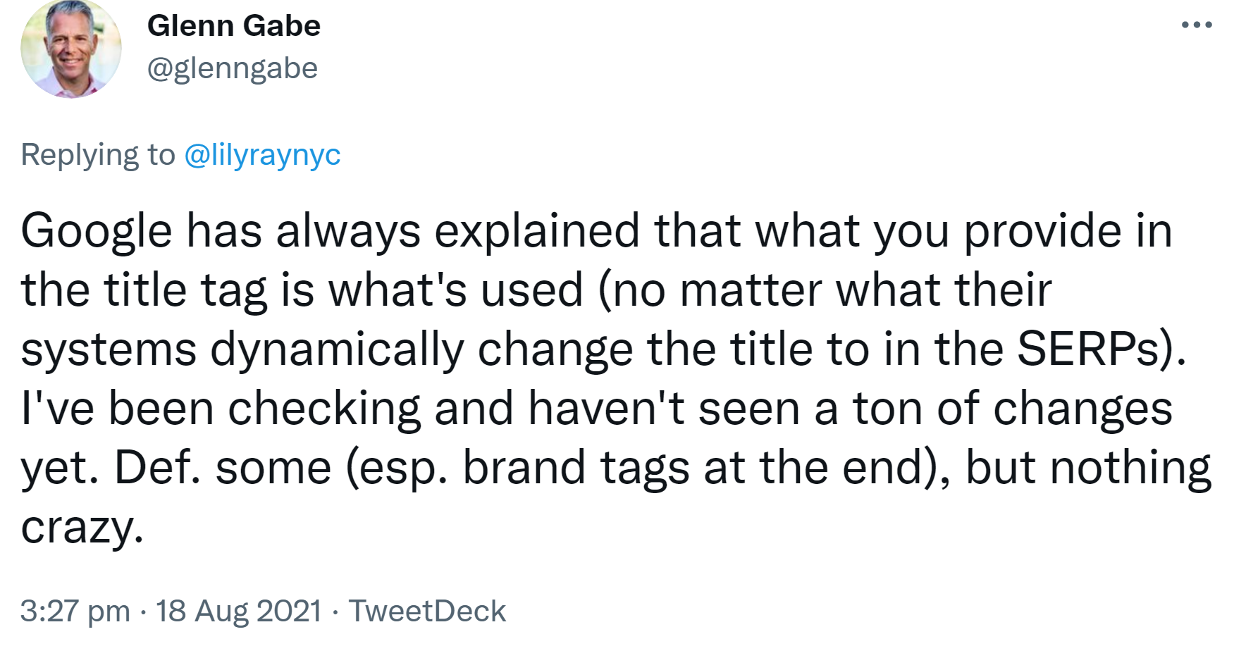 Glenn Gabe: noch keine drastischen Änderungen der Titles zu sehen