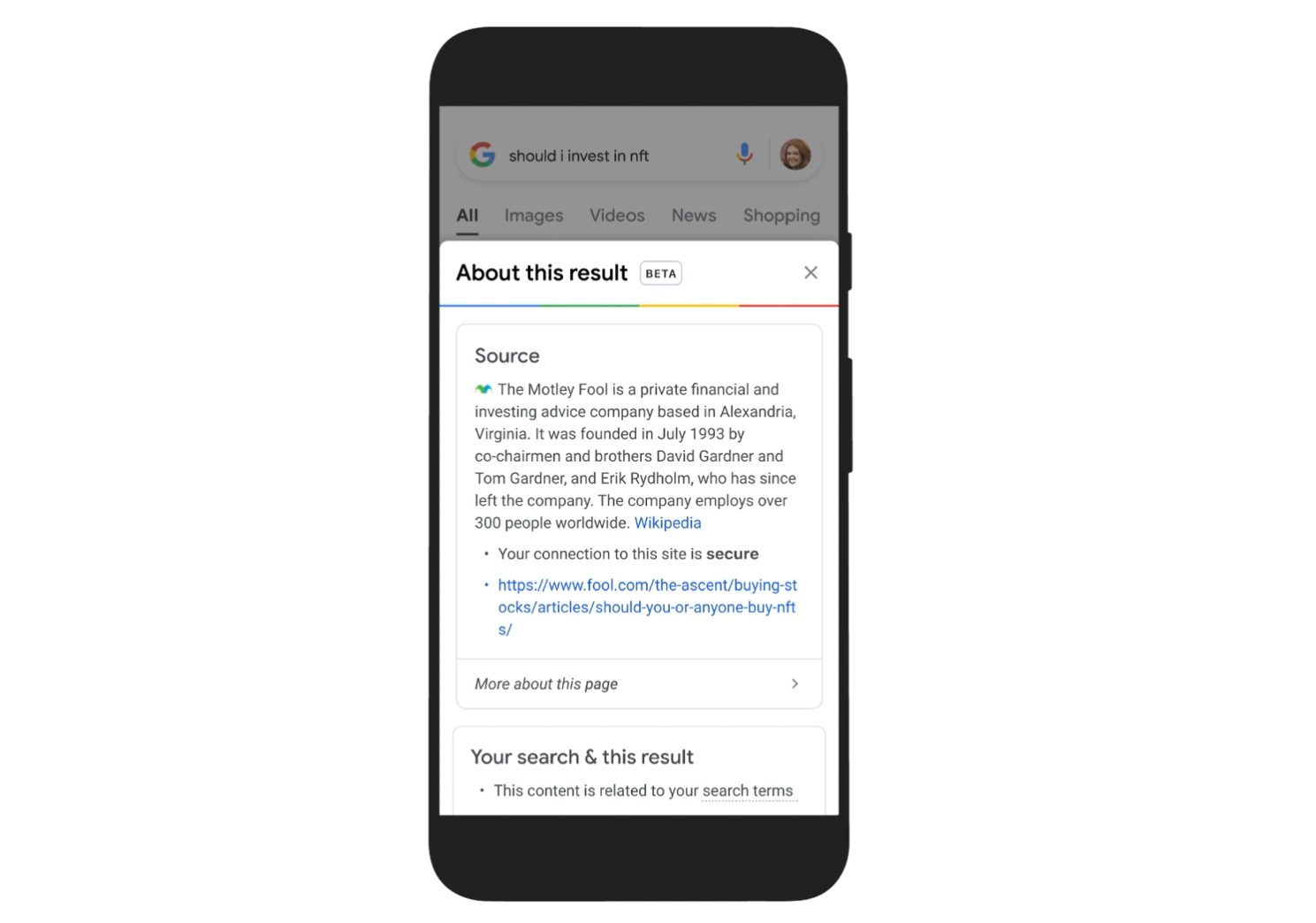 Google 'About this result'