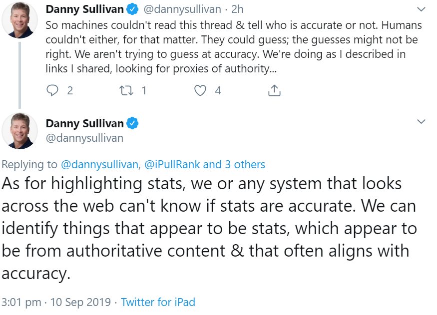 Google kann nur abschätzen, welche Informationen richtig sind