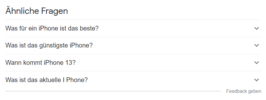 Google: ähnliche Fragen