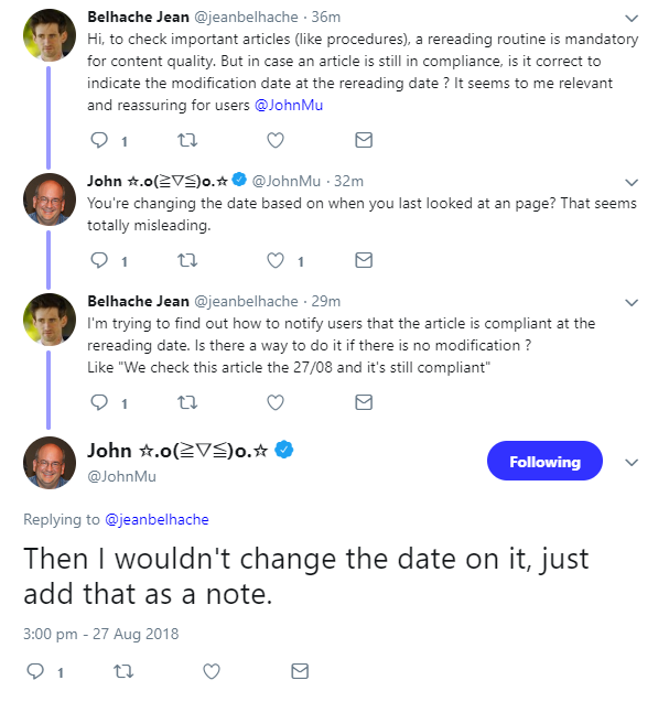 Google: Änderungsdatum von Artikeln nicht nur wegen einer Überprüfung anpassen
