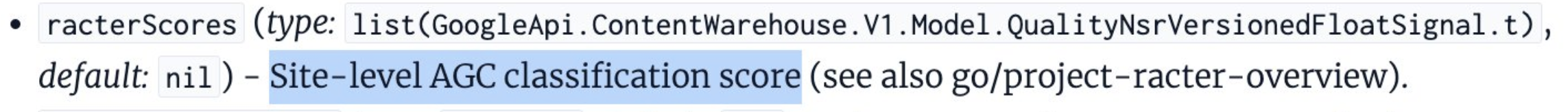 Google AGC Classification Score