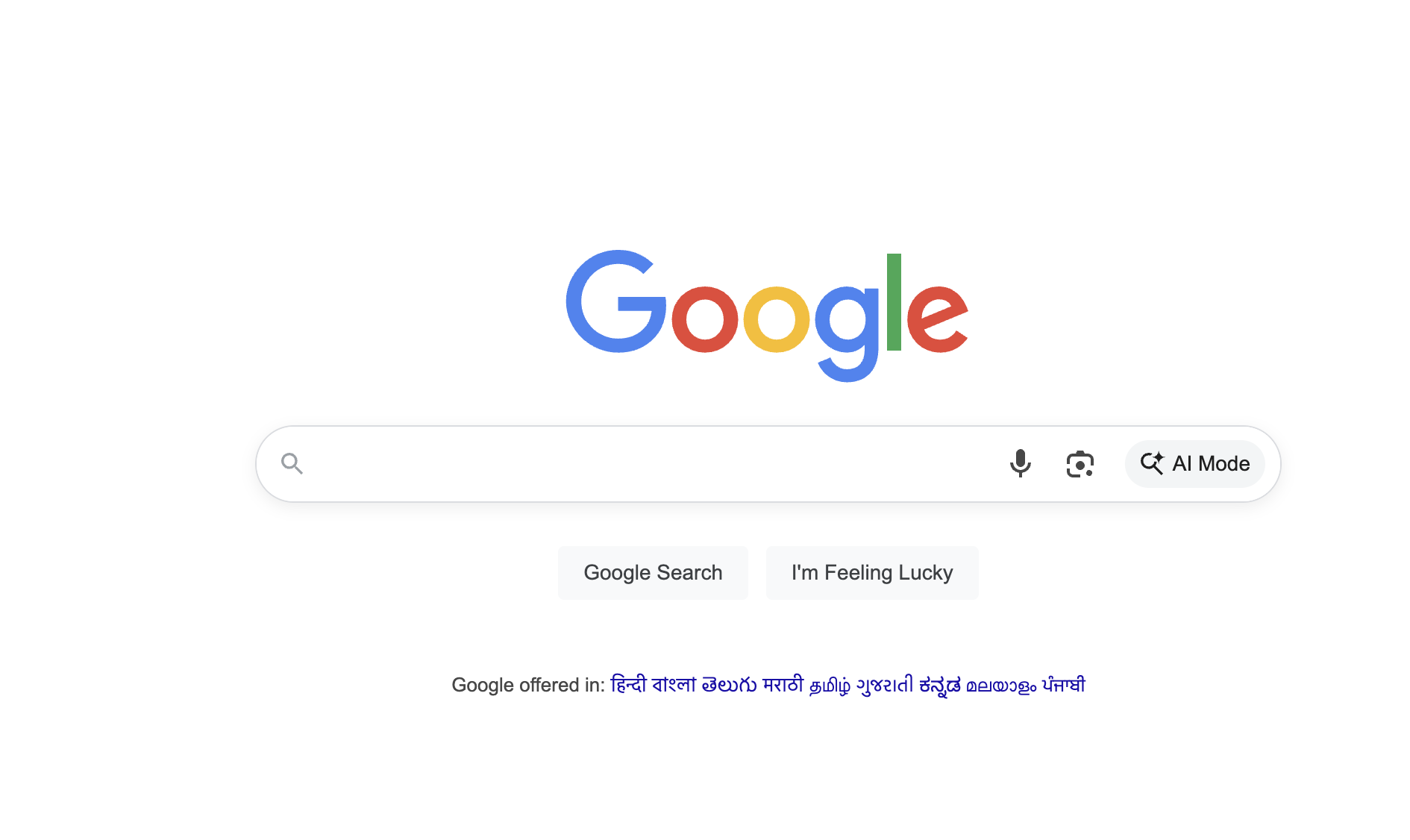 Google: Startseite in Indien mit 'AI Mode'