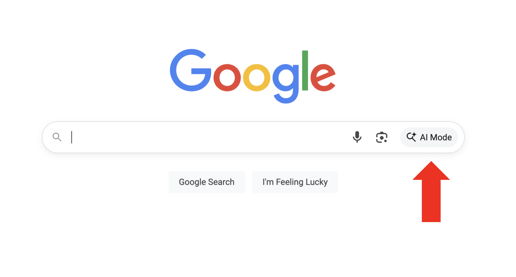 Google AI Mode auf der Startseite in den USA