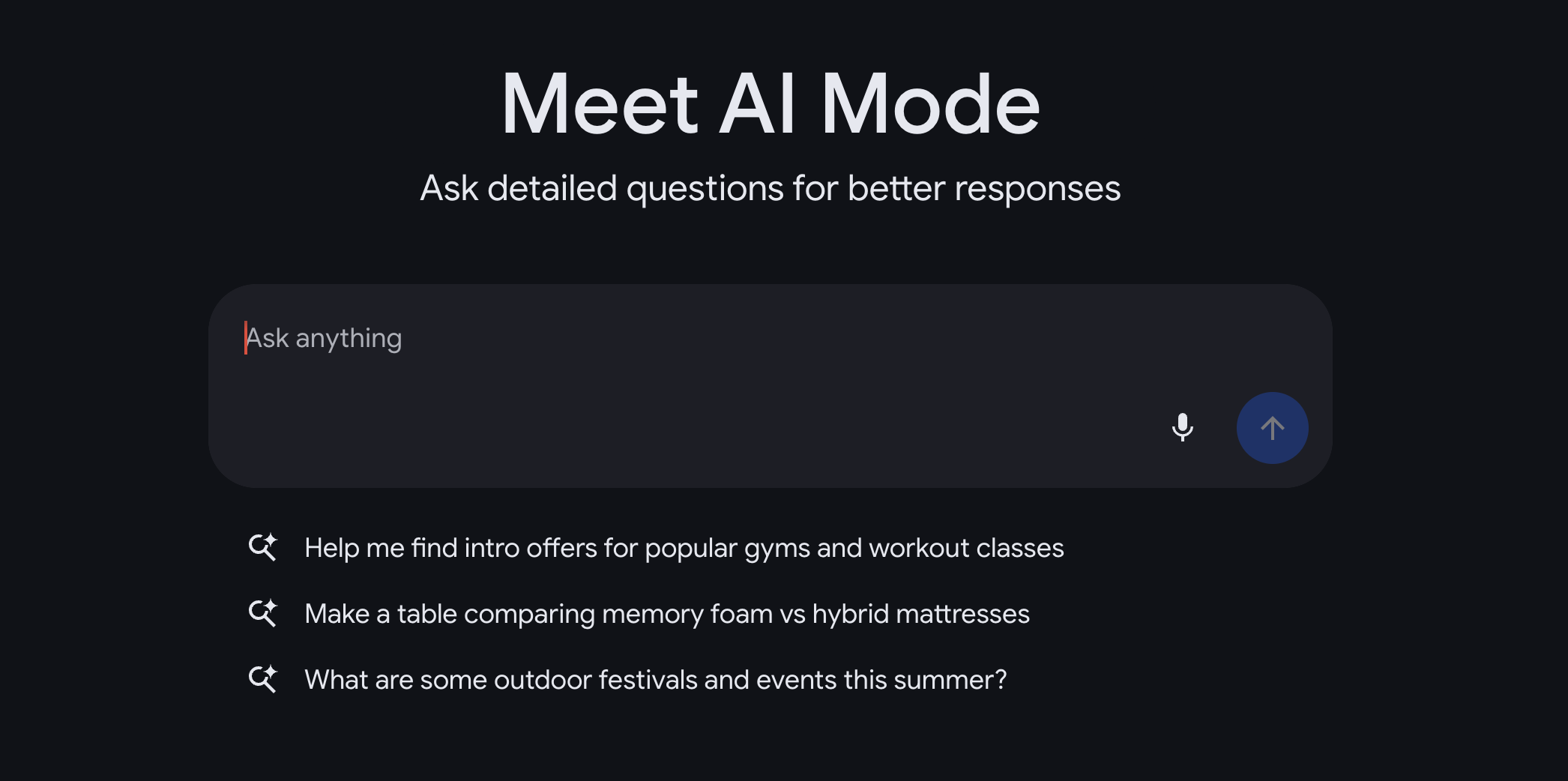 Google AI Mode Startseite