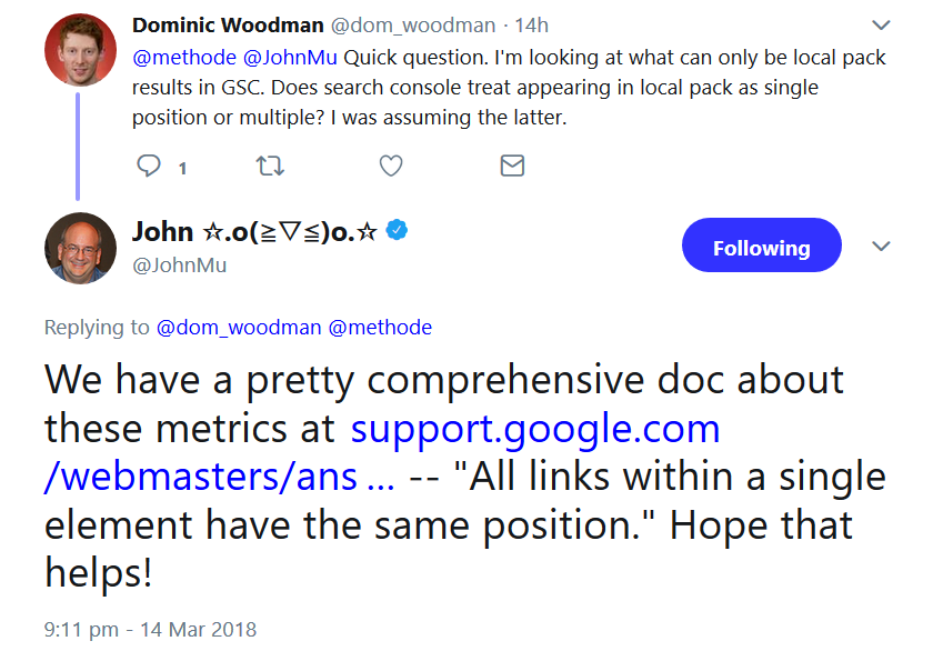 Google: alle Ergebnisse innerhalb eines SERP-Elements werden mit dem gleichen Ranking gewertet