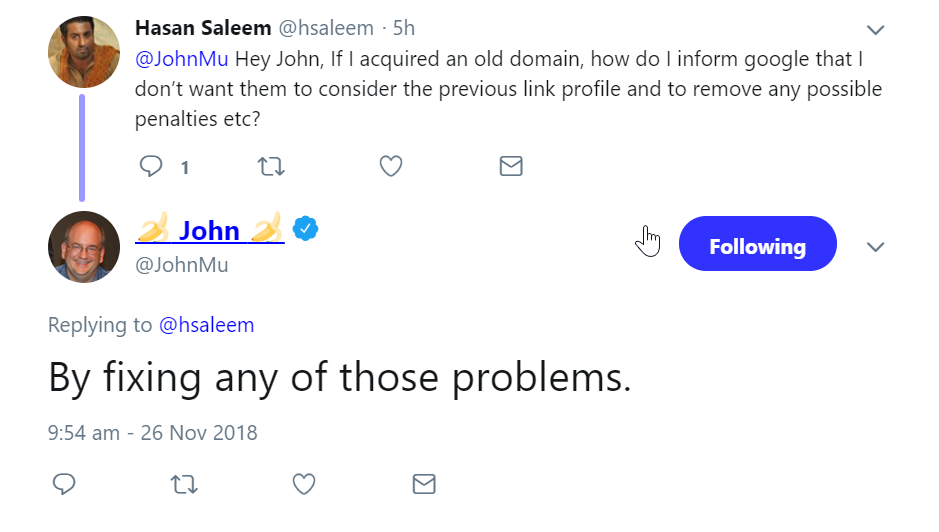 Google: Beim Kauf einer gebrauchten Domain zuerst Probleme lösen