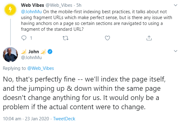 Google: Ankerlinks sind kein Problem im Hinblick auf Mobile First