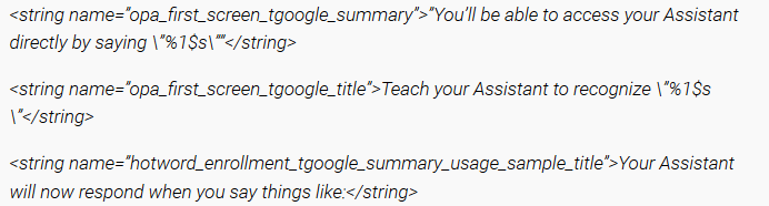 Dekompilierter Code der Google App 7.20: Setzen eigener Schlüsselworte für den Google Assistant