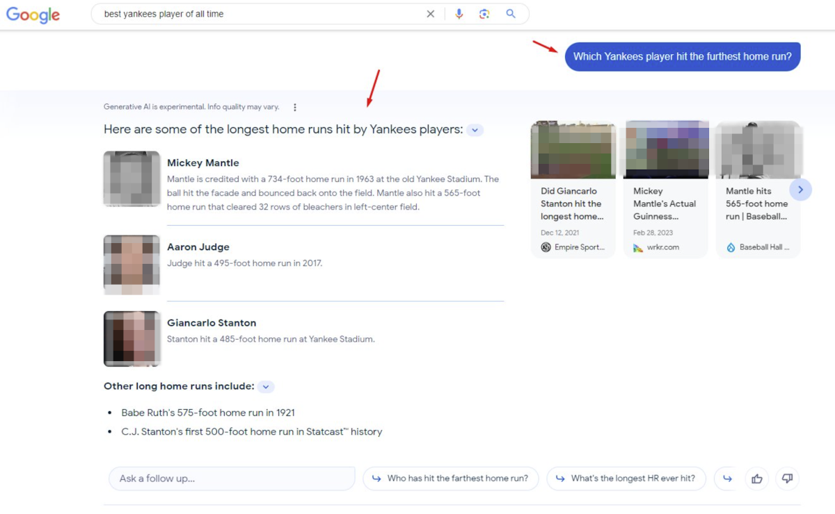 Google: Antwort nach der Eingabe einer Frage für 'Ask your own'