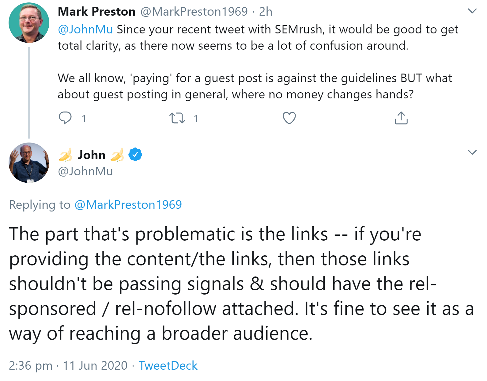 Google: Auch Links aus unbezahlten Gastbeiträgen sollten 'nofollow' sein