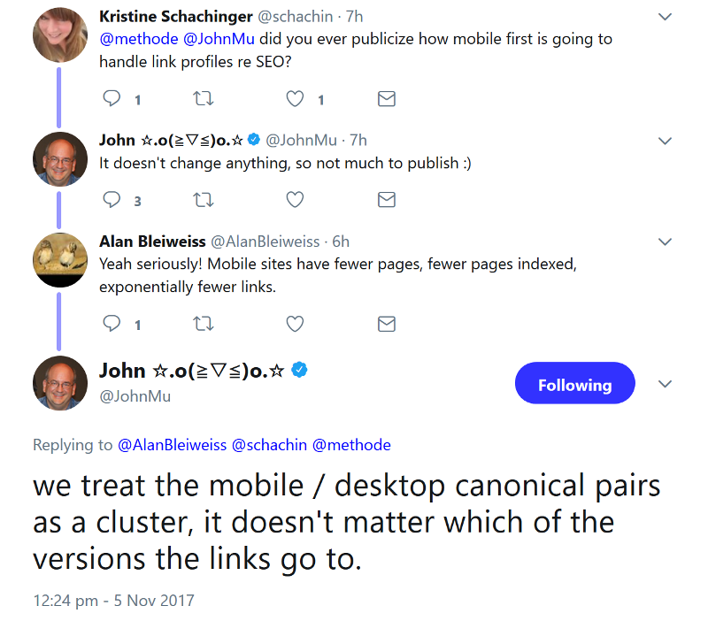 Google behandelt Desktop- und mobile Version als Paar