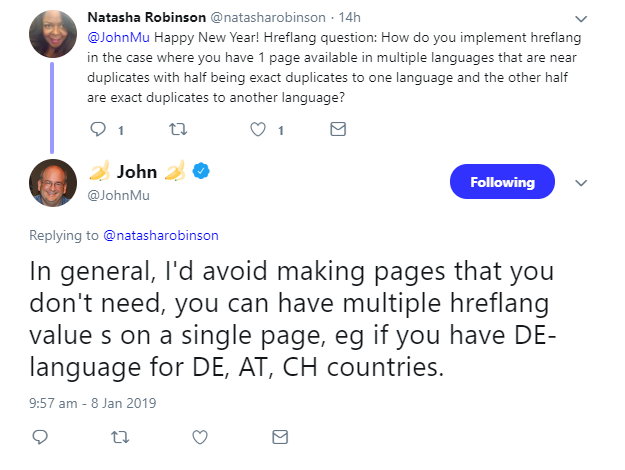 Google: bei gleichen Inhalten mehrere hreflangs pro Seite verwenden