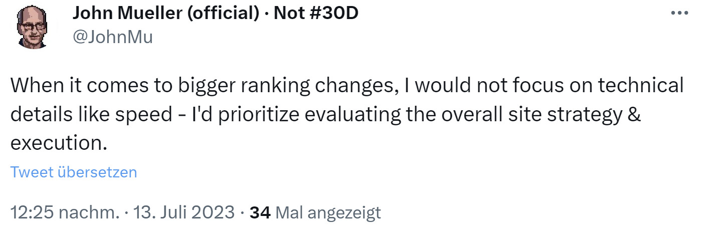 Google: bei plötzlichen Ranking-Veränderungen nicht mehr auf technische Details wie die Ladezeit achten
