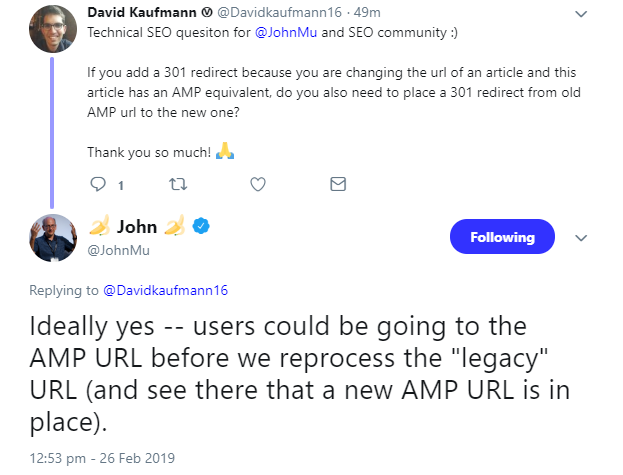 Google: bei Weiterleitungen AMP nicht vergessen