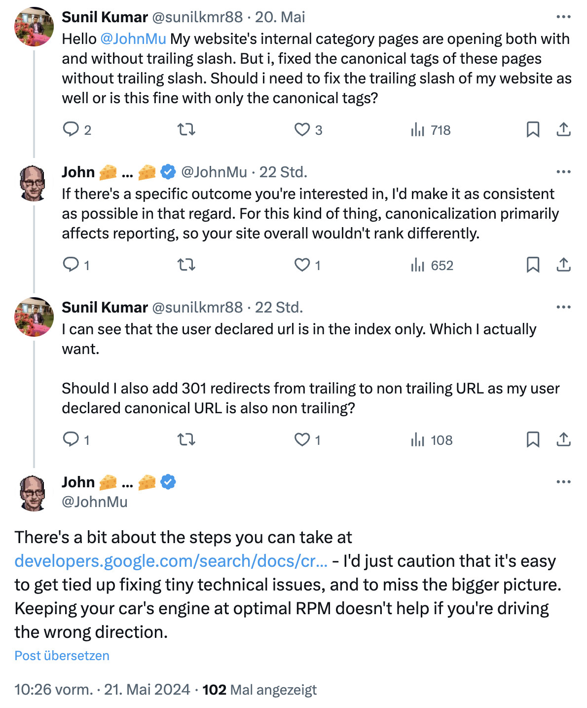 Google: beim Beheben technischer Probleme nicht das Große Ganze aus dem Blick verlieren
