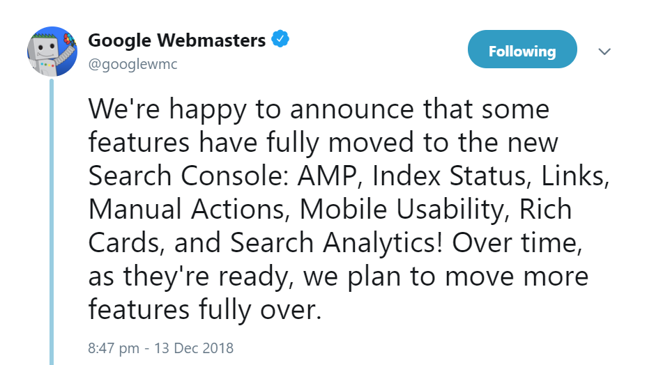 Google: viele Reports in die neue Search Console umgezogen