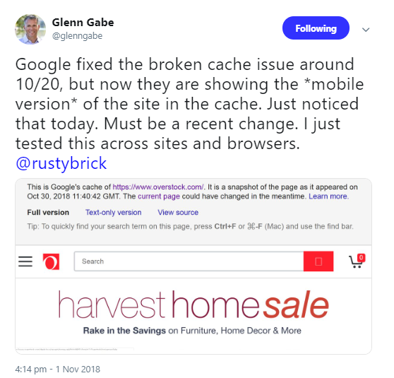 Google liefert mobile Seiten aus dem Cache aus