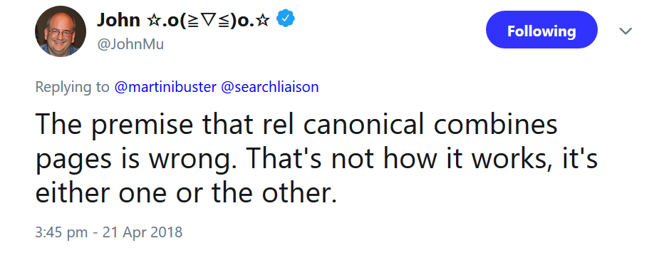 Google: Canonicals führen Seiten nicht zusammen, es wird nur eine Seite gewählt