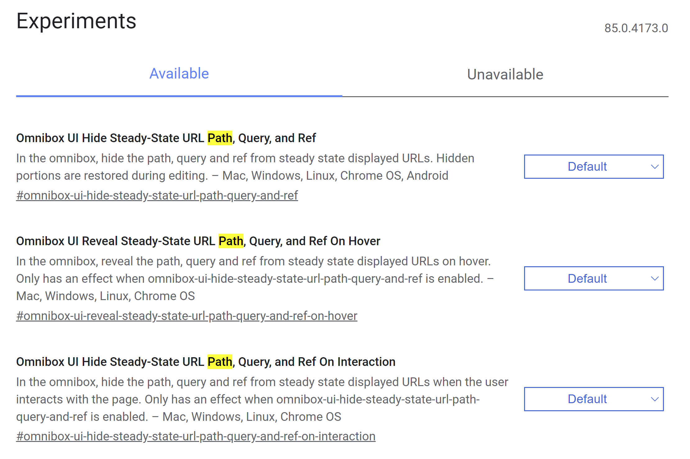 Google Chrome: Flags zum Ausblenden von URLs in der Adresszeile