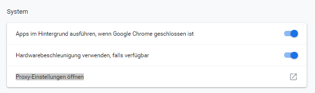 Chrome: Proxy-Einstellungen