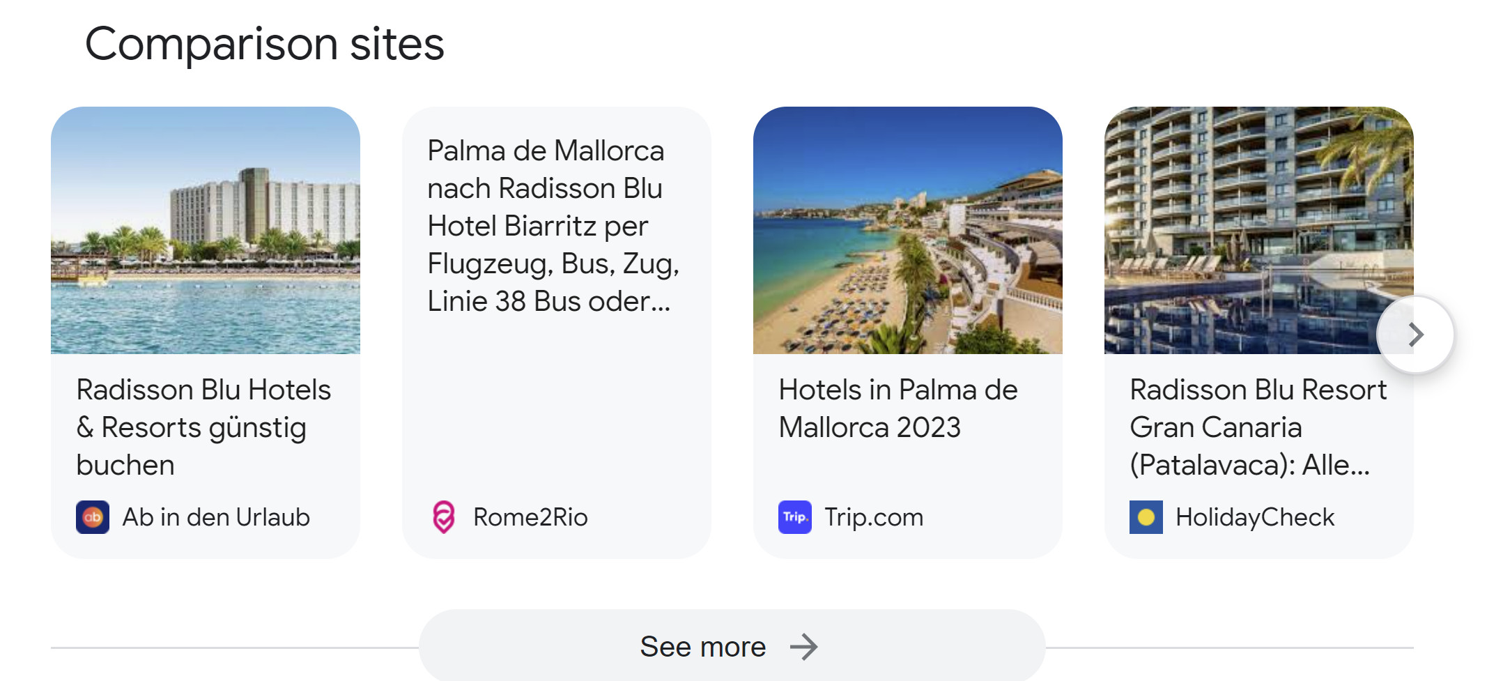Google: Comparison Sites mit Buchungsplattformen