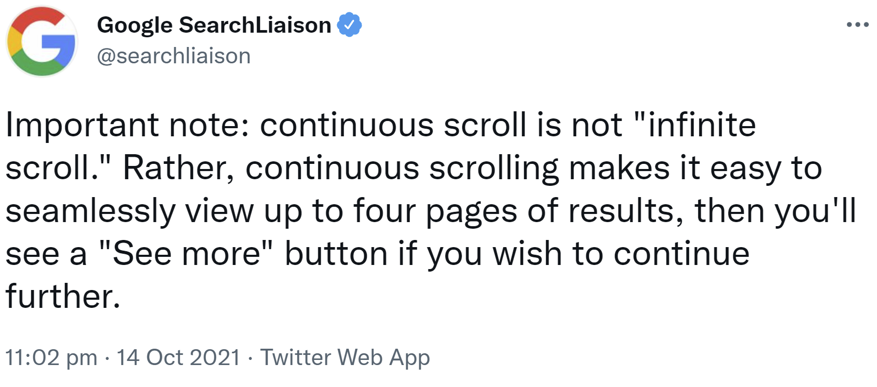 Google: Continuous Scrolling nur über vier Suchergebnisseiten