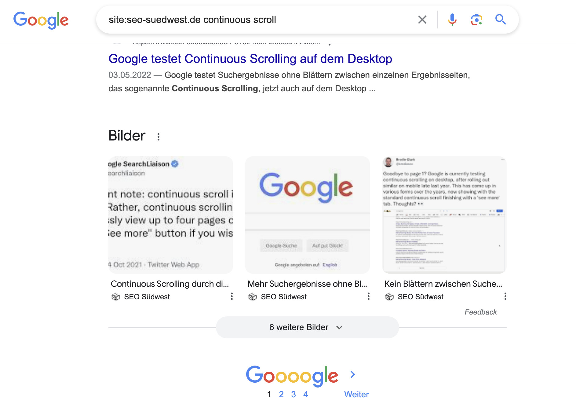 Google Desktop Suche ohne Continuous Scroll