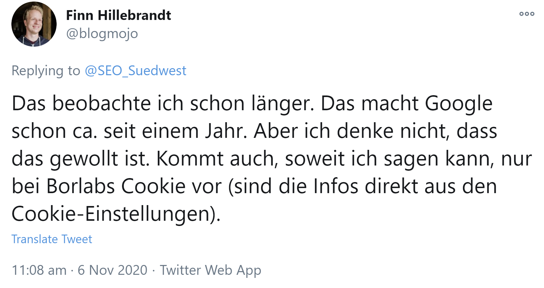 Google: Basieren die Cookie-Hinwiese in den Snippets auf einem Fehler?