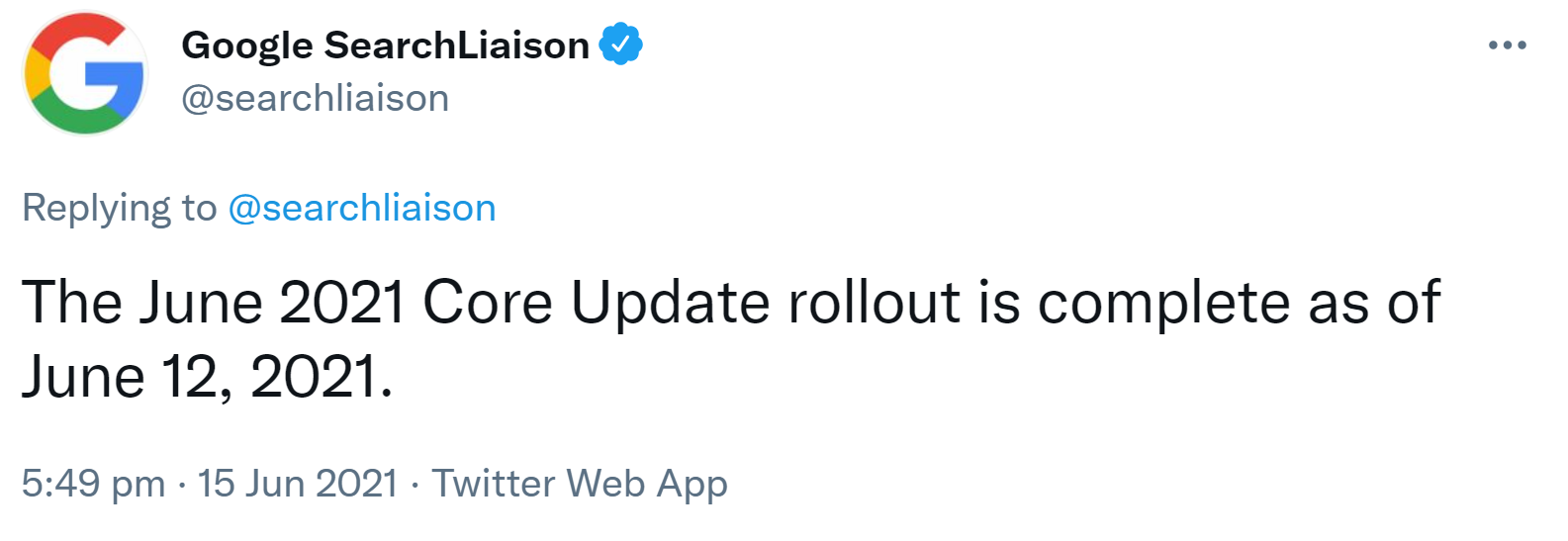 Google Core Update vom Juni: Rollout am 12. Juni abgeschlossen