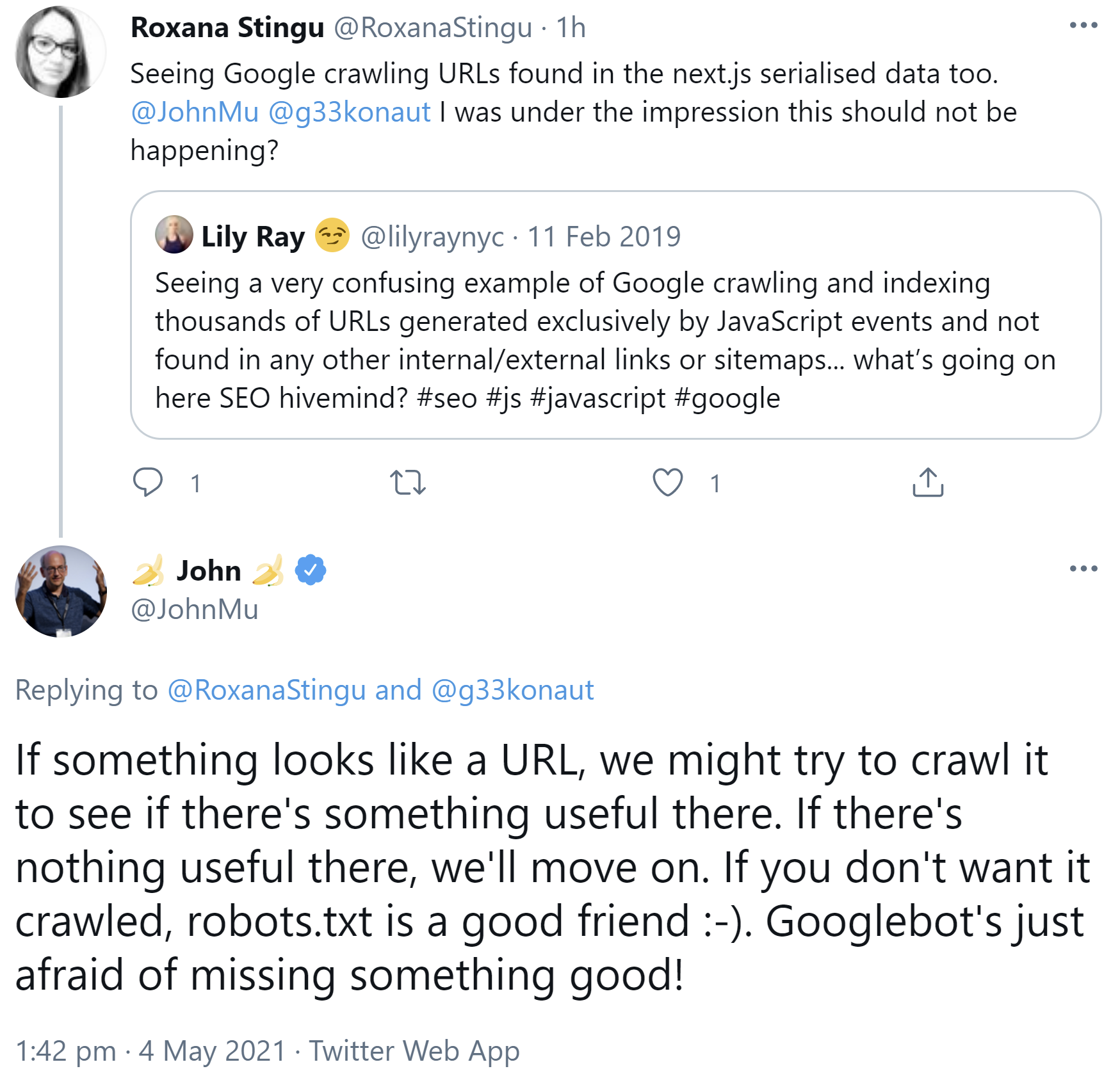 Google crawlt auch URLs, die per JavaScript erzeugt werden