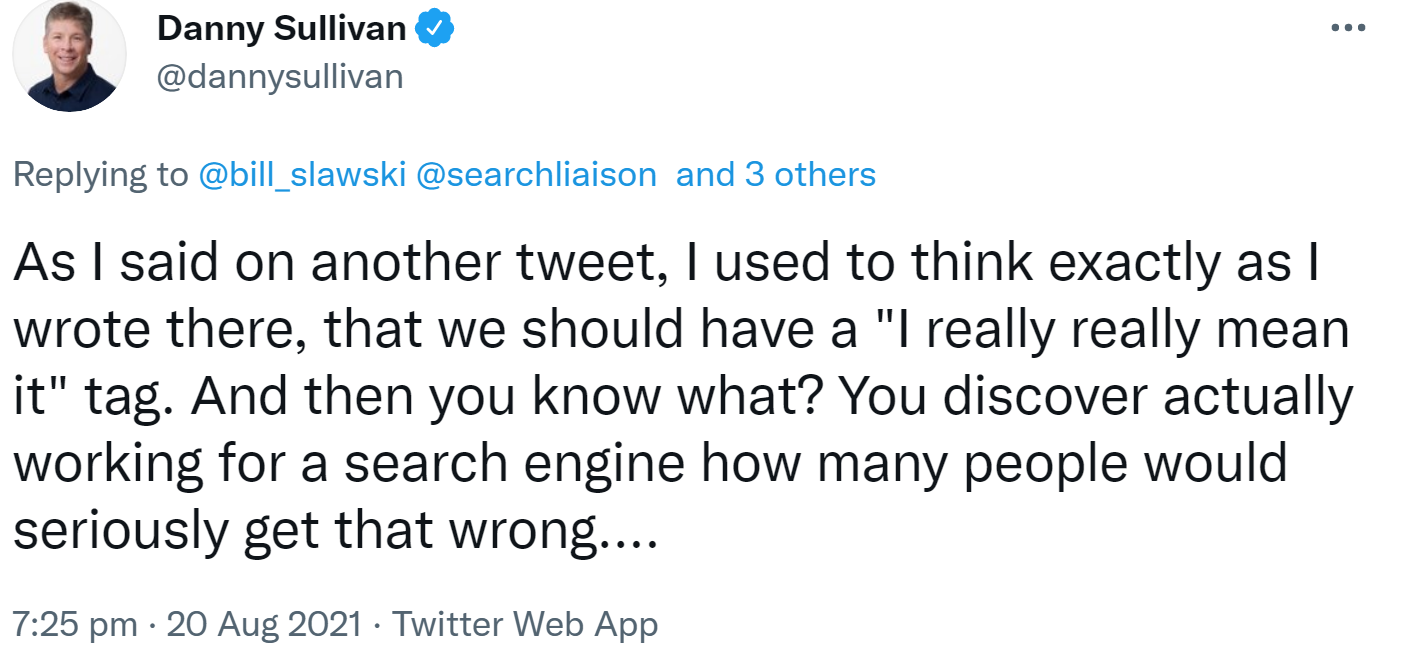 Google: Braucht es ein 'Ich meine es wirklich so'-Tag für den Tilte?