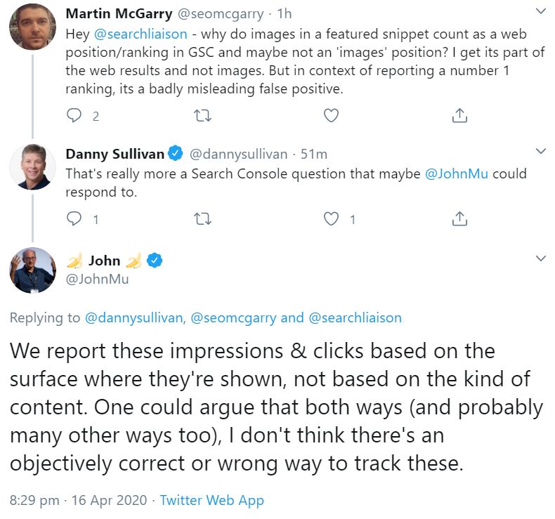Google: Darum werden Bilder aus Featured Snippets in der Google Search Console zur Websuche gezählt