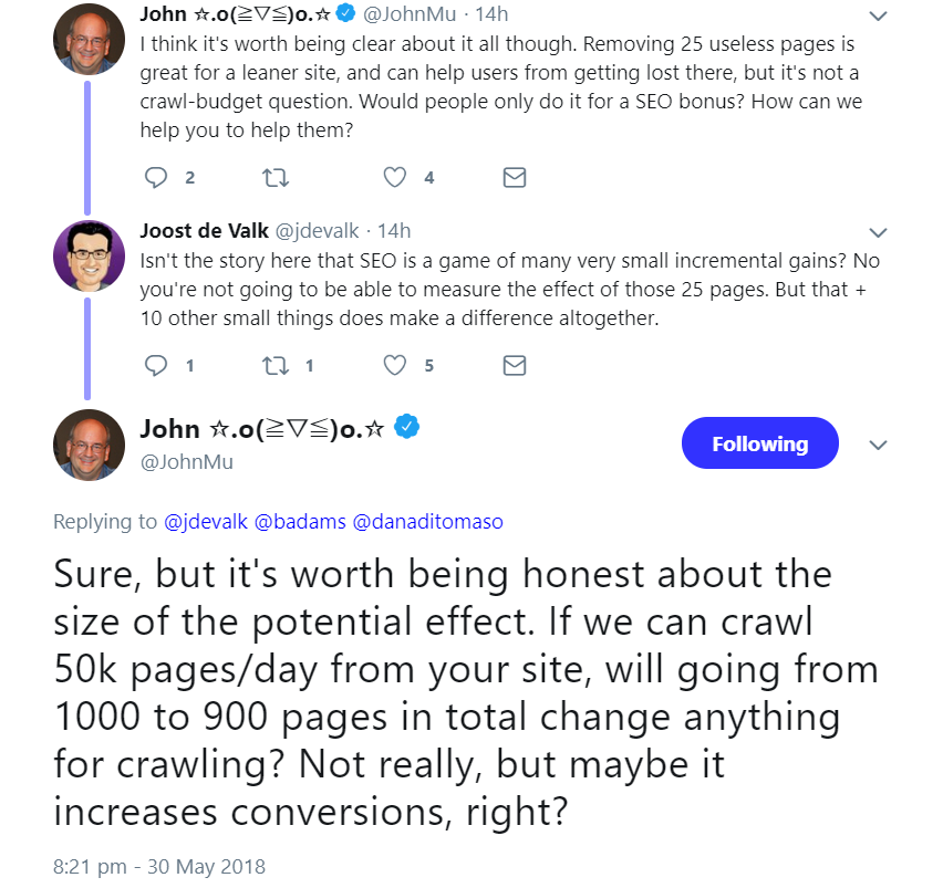 Google: Das Aufräumen weniger Seiten bringt aus SEO-Sicht kaum etwas