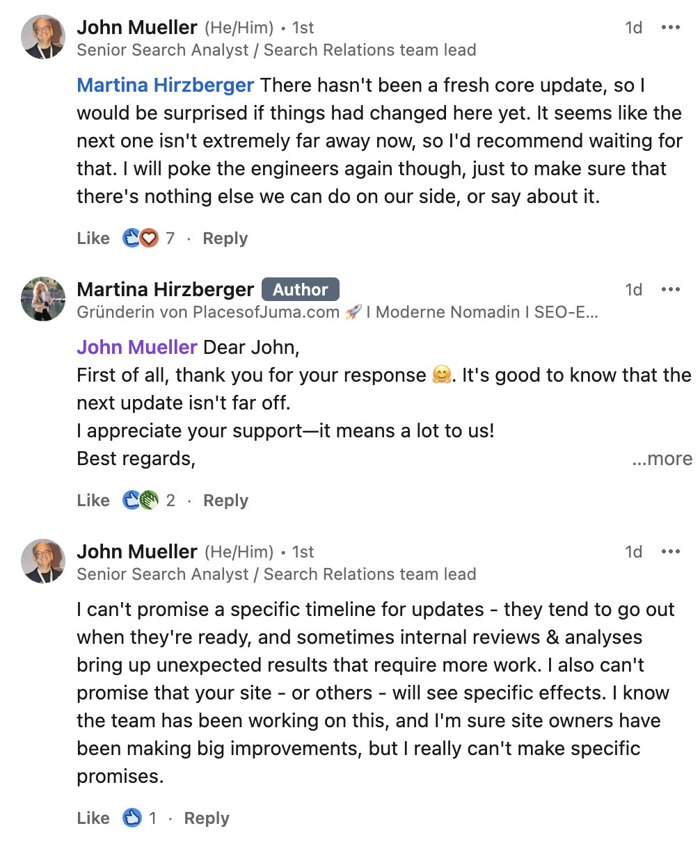 John Müller: 'Das nächste Core Update ist nicht weit entfernt.'
