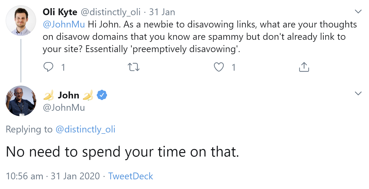 Google: Das vorsorgliche Abwerten von Domains per Disavow ist nicht nötig