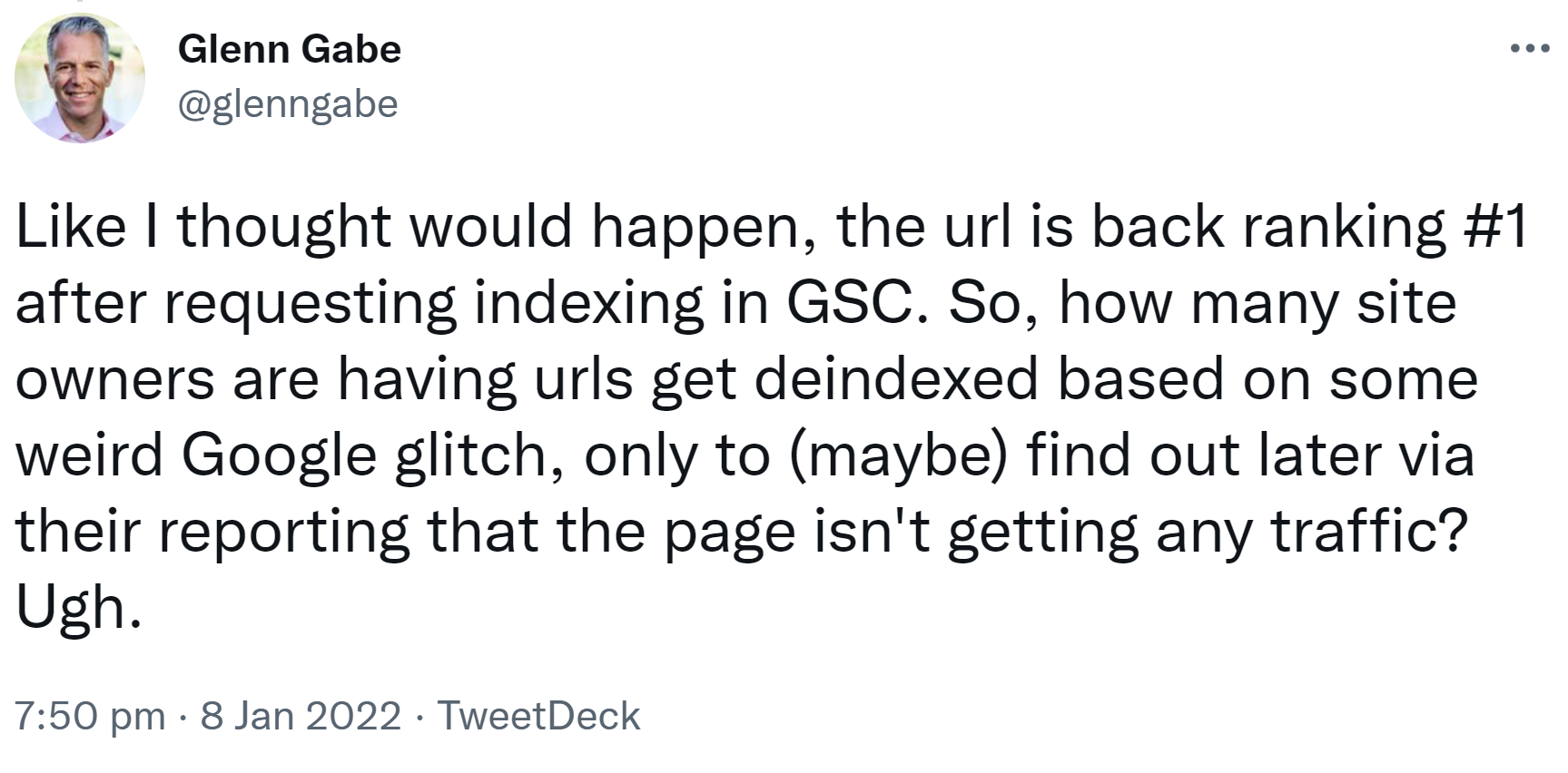 Google: Deindexierte Seiten nach Request Indexing wieder auf Position 1