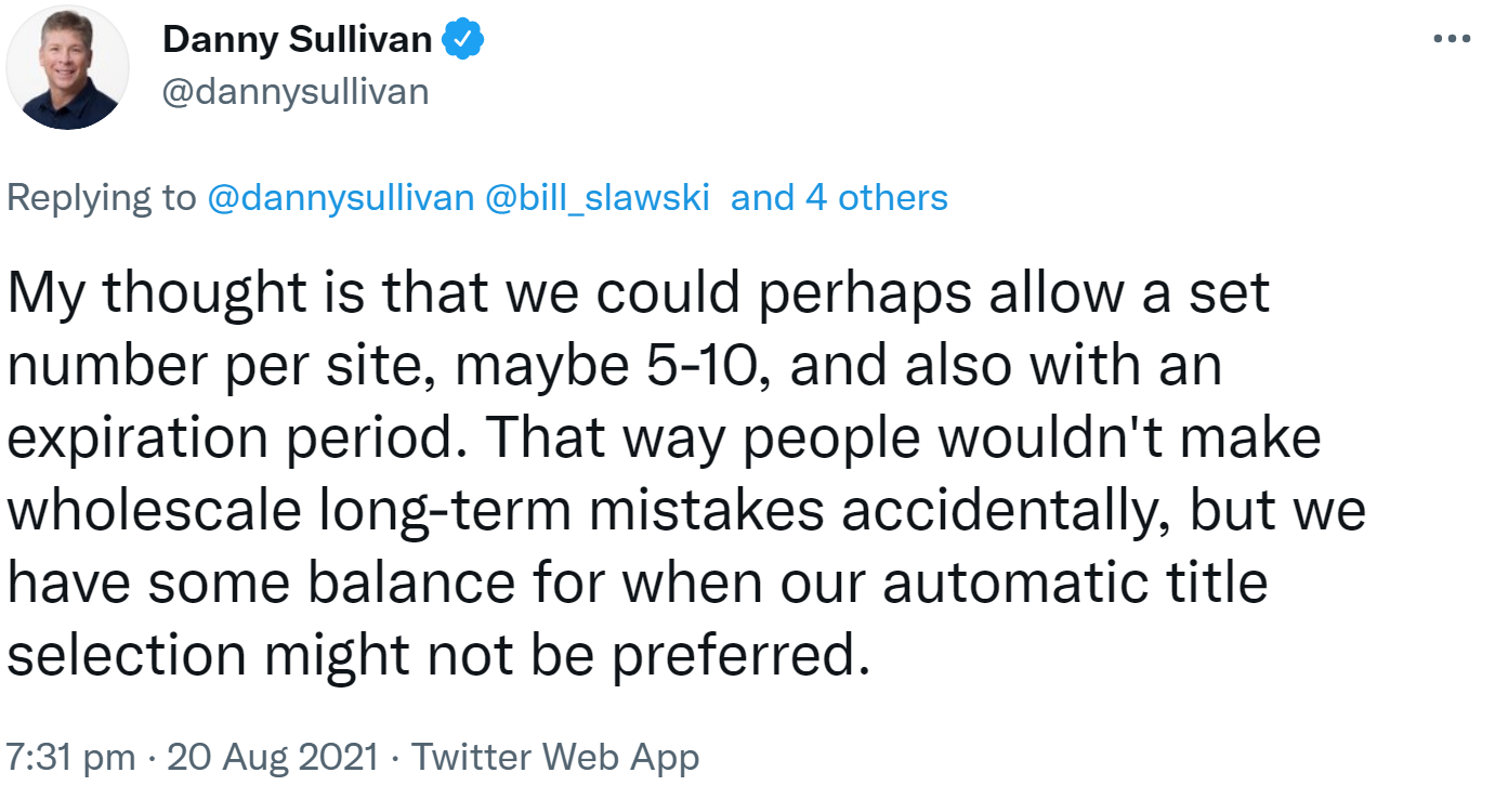Google: Eine begrenzte Anzahl von Meldungen problematischer Titel pro Website wäre denkbar