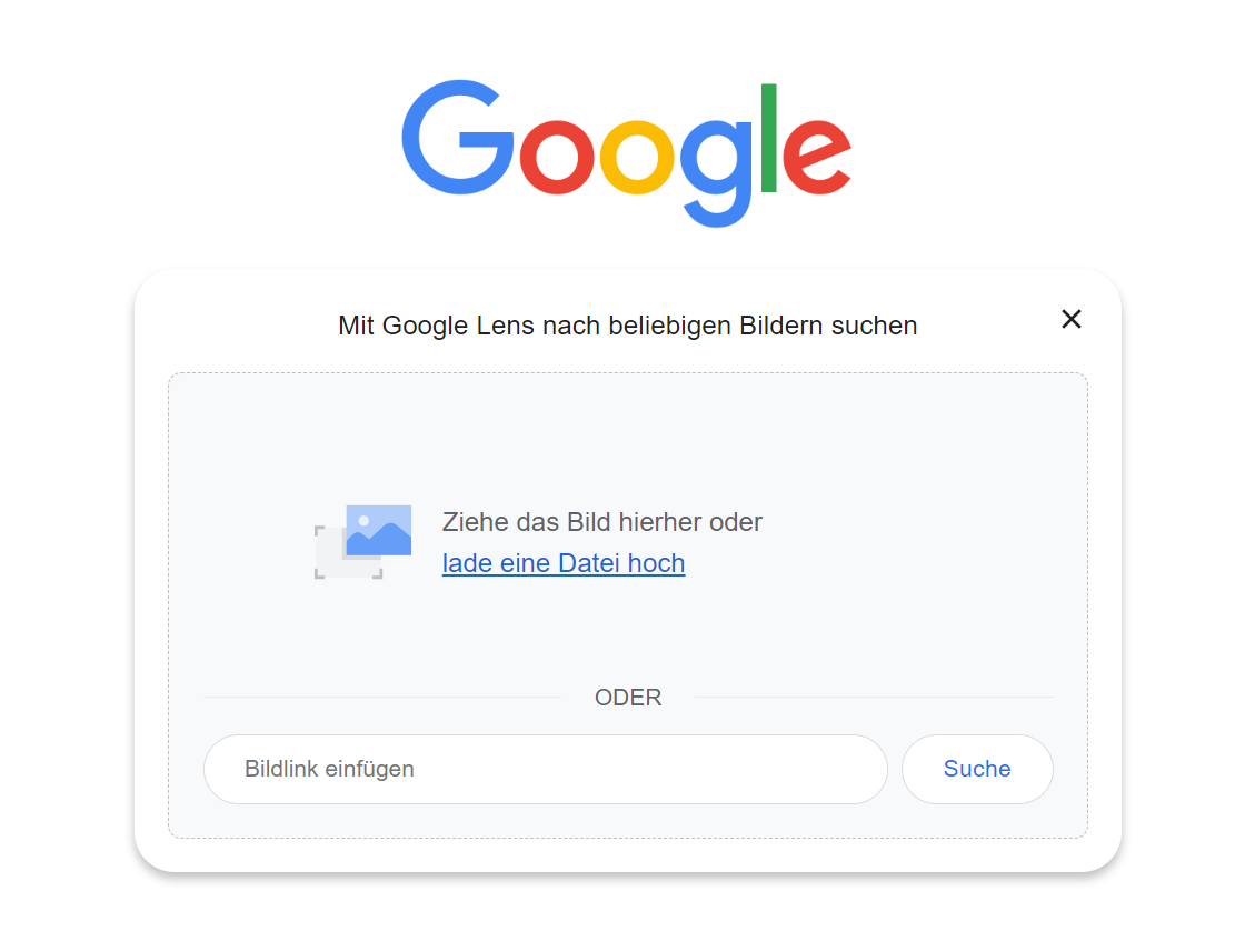Google Lens: Bild verlinken oder hochladen