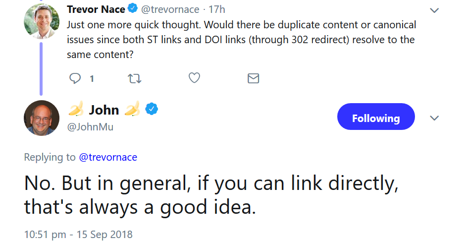 Google: besser direkt verlinken als per Weiterleitung