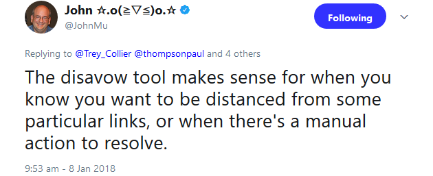 Google: Disavow nur nutzen, wenn man schädliche Links kennt oder wenn eine Penalty verhängt wurde