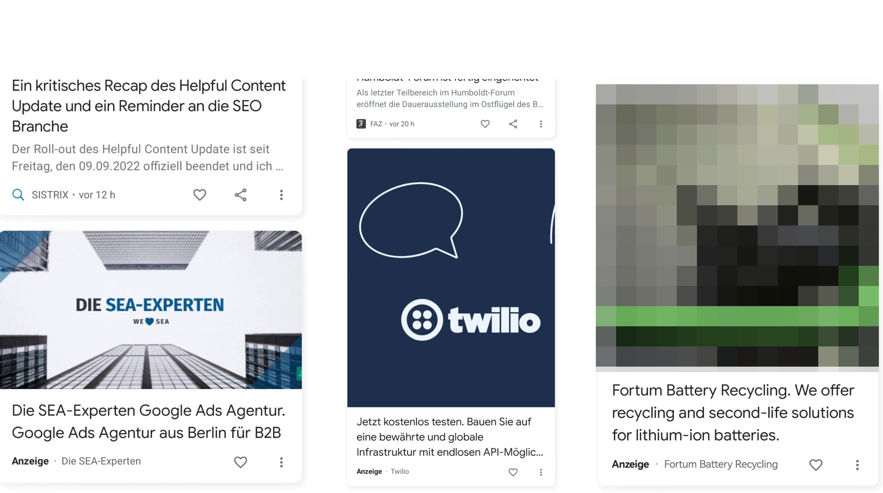 Google Discover: Beispiel einer Anzeige