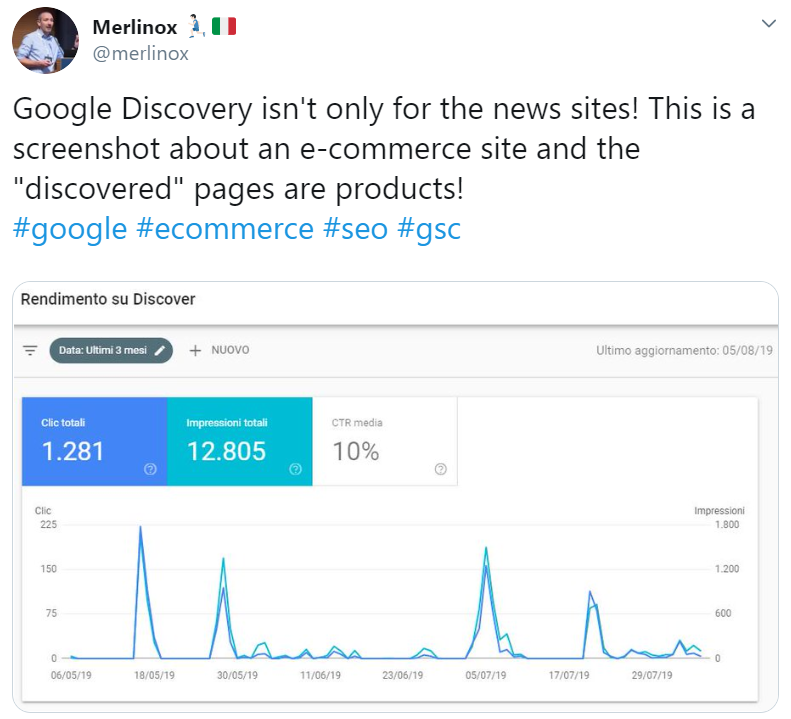 Google Discover zeigt auch E-Commerce-Seiten