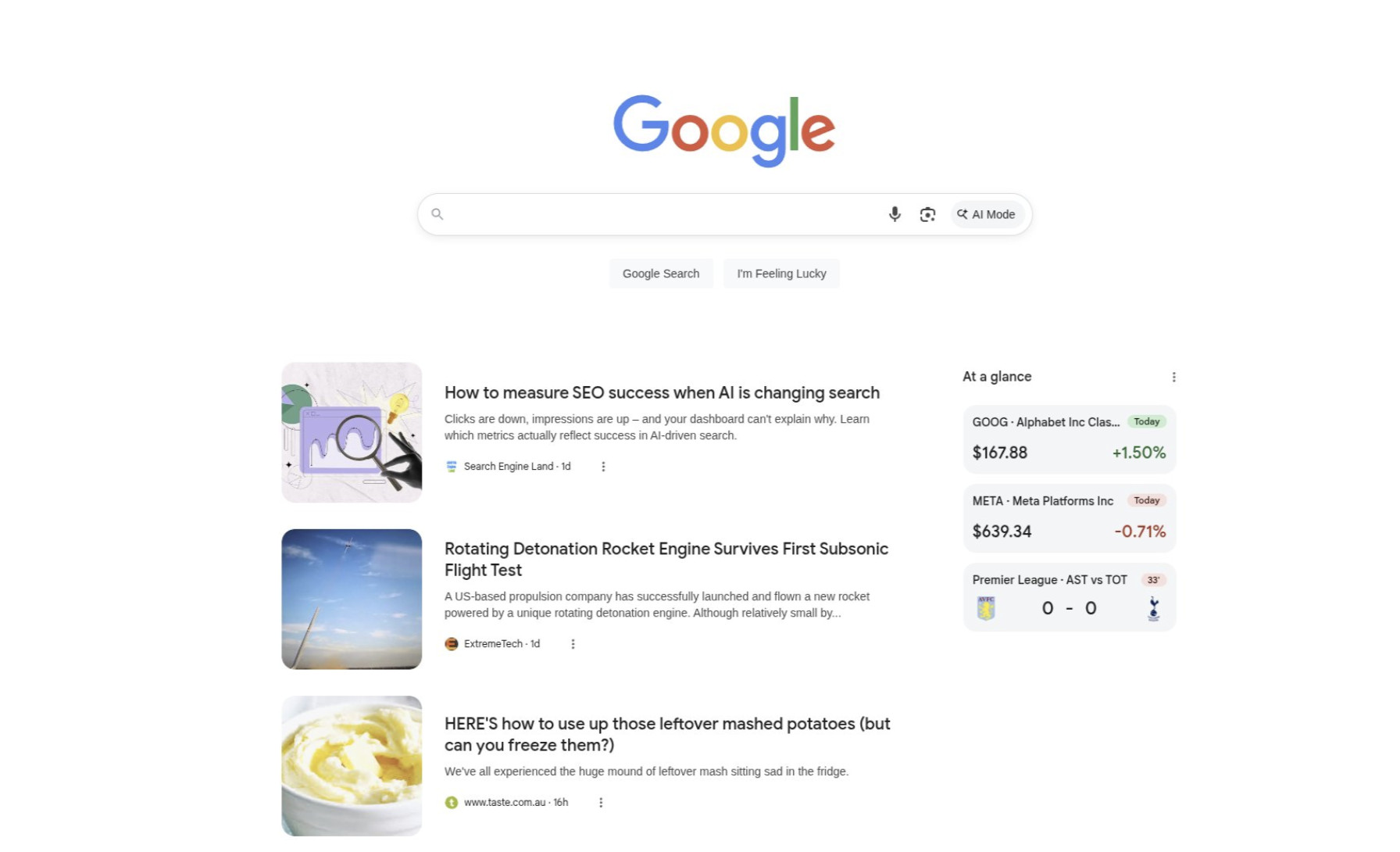 Google Discover Desktop Beispiel